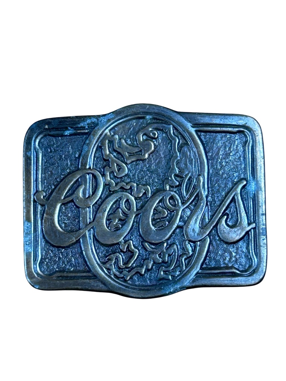 Vintage 1970s Coors Beer Belt Buckle Bronze Western Colorado